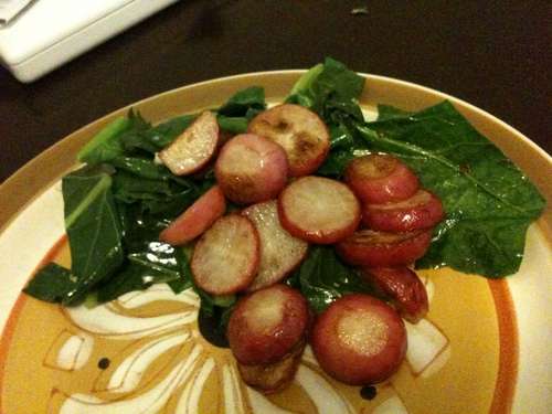 Collard Greens with Pan-fried Radishes